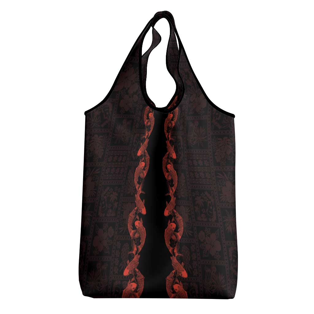 Hawaii Japan Koi Fish Red Grocery Bag Tapa Pattern LT01 - Polynesian Pride