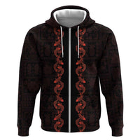 Hawaii Japan Koi Fish Red Hoodie Tapa Pattern LT01 Zip Hoodie Red - Polynesian Pride