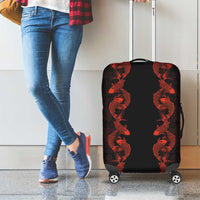 Hawaii Japan Koi Fish Red Luggage Cover Tapa Pattern LT01 - Polynesian Pride
