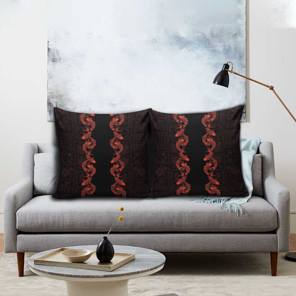 Hawaii Japan Koi Fish Red Pillow Cover Tapa Pattern LT01 - Polynesian Pride