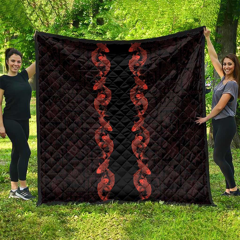 Hawaii Japan Koi Fish Red Quilt Tapa Pattern LT01 - Polynesian Pride