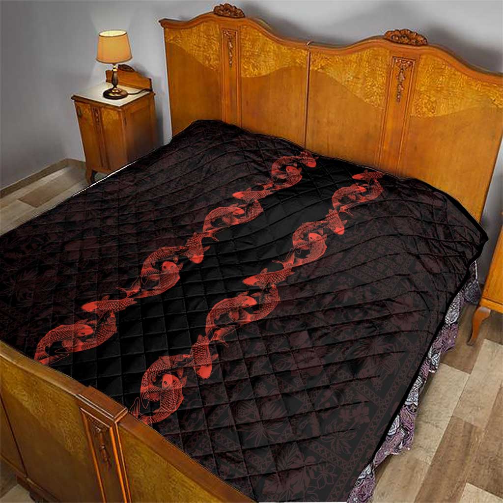Hawaii Japan Koi Fish Red Quilt Tapa Pattern LT01 - Polynesian Pride