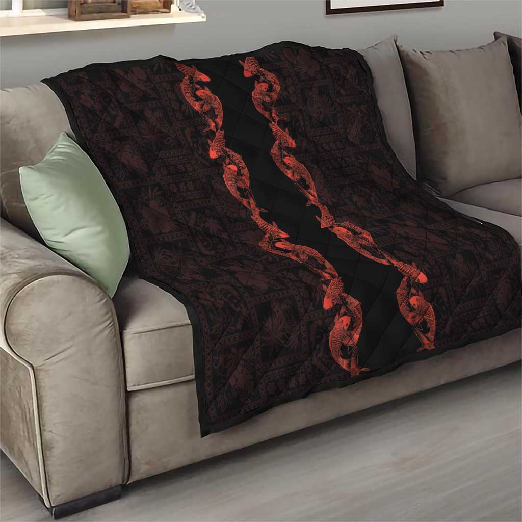Hawaii Japan Koi Fish Red Quilt Tapa Pattern LT01 - Polynesian Pride