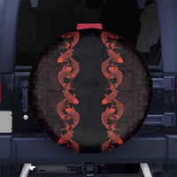 Hawaii Japan Koi Fish Red Spare Tire Cover Tapa Pattern LT01 No hole Red - Polynesian Pride