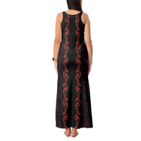 Hawaii Japan Koi Fish Red Tank Maxi Dress Tapa Pattern LT01 - Polynesian Pride