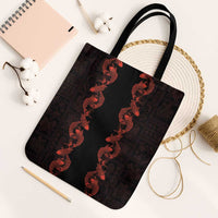 Hawaii Japan Koi Fish Red Tote Bag Tapa Pattern LT01 Black Strap One Size Red - Polynesian Pride