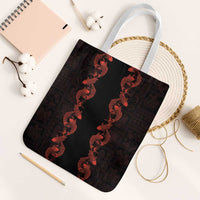 Hawaii Japan Koi Fish Red Tote Bag Tapa Pattern LT01 White Strap One Size Red - Polynesian Pride