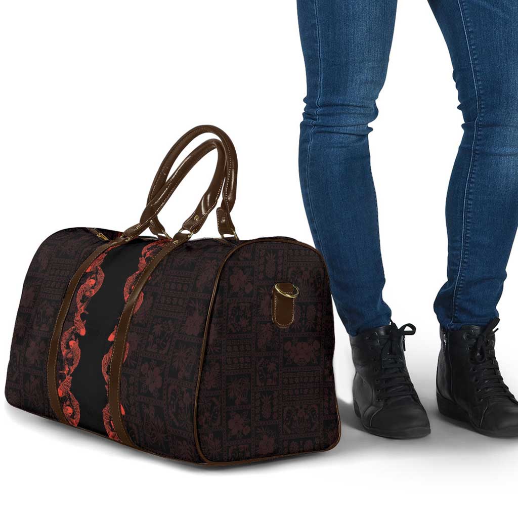 Hawaii Japan Koi Fish Red Travel Bag Tapa Pattern LT01 - Polynesian Pride