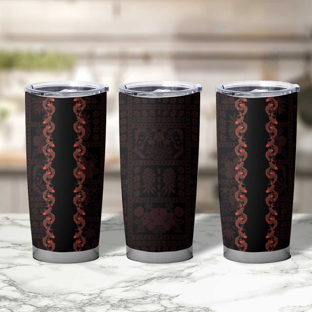 Hawaii Japan Koi Fish Red Tumbler Cup Tapa Pattern LT01 - Polynesian Pride