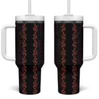 Hawaii Japan Koi Fish Red Tumbler With Handle Tapa Pattern LT01 One Size: 40 oz Red - Polynesian Pride