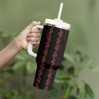 Hawaii Japan Koi Fish Red Tumbler With Handle Tapa Pattern LT01 - Polynesian Pride