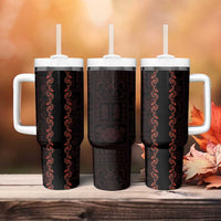 Hawaii Japan Koi Fish Red Tumbler With Handle Tapa Pattern LT01 - Polynesian Pride