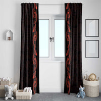 Hawaii Japan Koi Fish Red Window Curtain Tapa Pattern LT01 - Polynesian Pride