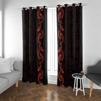 Hawaii Japan Koi Fish Red Window Curtain Tapa Pattern LT01 With Grommets Red - Polynesian Pride