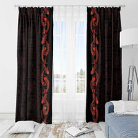 Hawaii Japan Koi Fish Red Window Curtain Tapa Pattern LT01 - Polynesian Pride