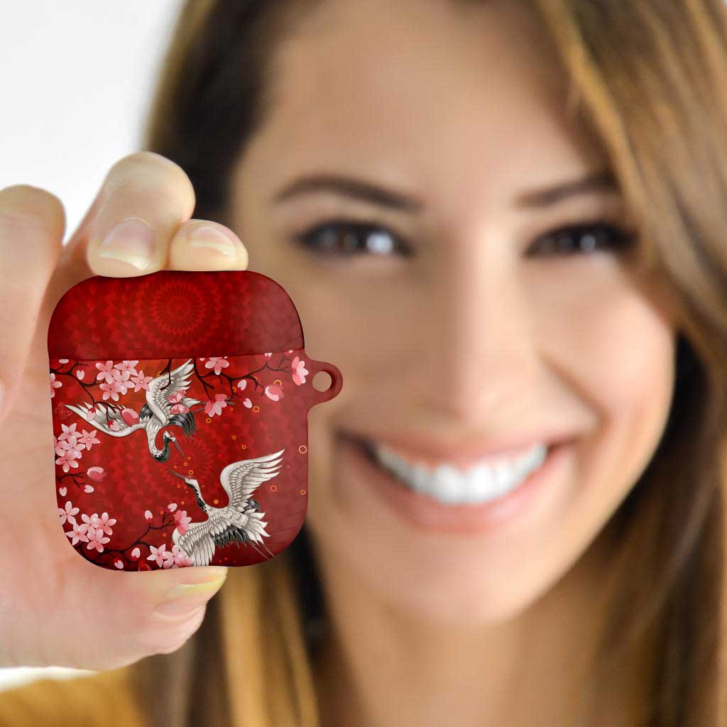 Hawaii Japan Cranes Sakura Flower Red AirPods Case Japan Heritage Spirit LT01 - Polynesian Pride