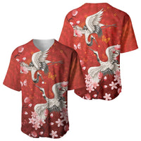 Hawaii Japan Cranes Sakura Flower Red Baseball Jersey Japan Heritage Spirit - Polynesian Pride