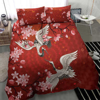 Hawaii Japan Cranes Sakura Flower Red Bedding Set Japan Heritage Spirit LT01 - Polynesian Pride