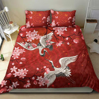 Hawaii Japan Cranes Sakura Flower Red Bedding Set Japan Heritage Spirit LT01 - Polynesian Pride