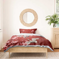 Hawaii Japan Cranes Sakura Flower Red Bedding Set Japan Heritage Spirit LT01 - Polynesian Pride