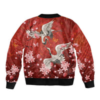 Hawaii Japan Cranes Sakura Flower Red Bomber Jacket Japan Heritage Spirit LT01 - Polynesian Pride