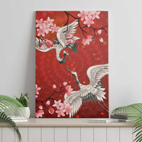 Hawaii Japan Cranes Sakura Flower Red Canvas Wall Art Japan Heritage Spirit LT01 - Polynesian Pride
