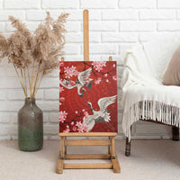 Hawaii Japan Cranes Sakura Flower Red Canvas Wall Art Japan Heritage Spirit LT01 - Polynesian Pride