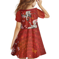 Hawaii Japan Cranes Sakura Flower Red Family Matching Long Sleeve Bodycon Dress and Hawaiian Shirt Japan Heritage Spirit - Polynesian Pride