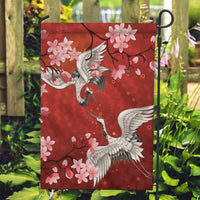 Hawaii Japan Cranes Sakura Flower Red Garden Flag Japan Heritage Spirit LT01 Garden Flag Red - Polynesian Pride