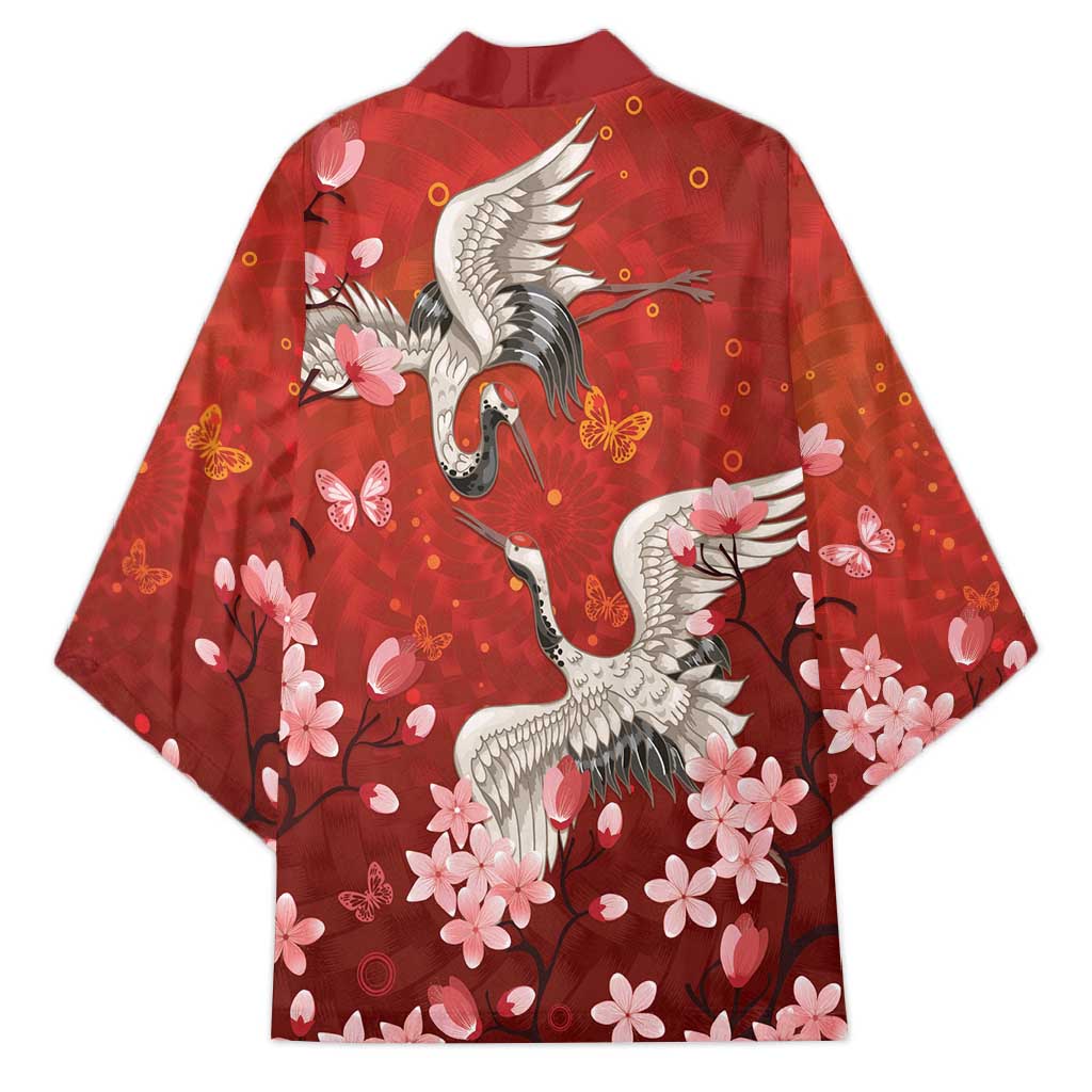 Hawaii Japan Cranes Sakura Flower Red Kimono Japan Heritage Spirit LT01 - Polynesian Pride