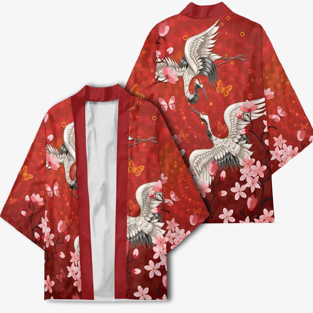 Hawaii Japan Cranes Sakura Flower Red Kimono Japan Heritage Spirit LT01 - Polynesian Pride