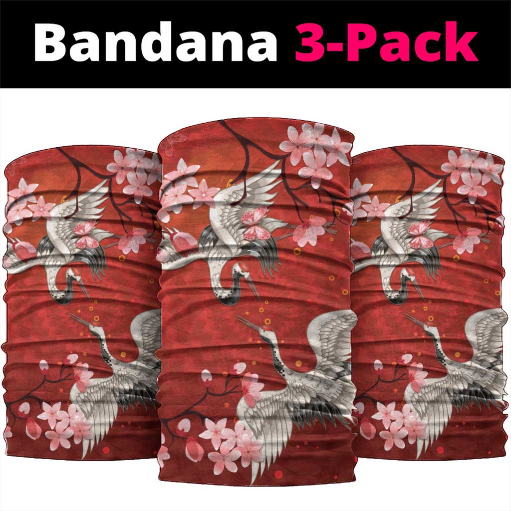 Hawaii Japan Cranes Sakura Flower Red Neck Gaiter Japan Heritage Spirit LT01 package One Size: 25*50cm Red - Polynesian Pride