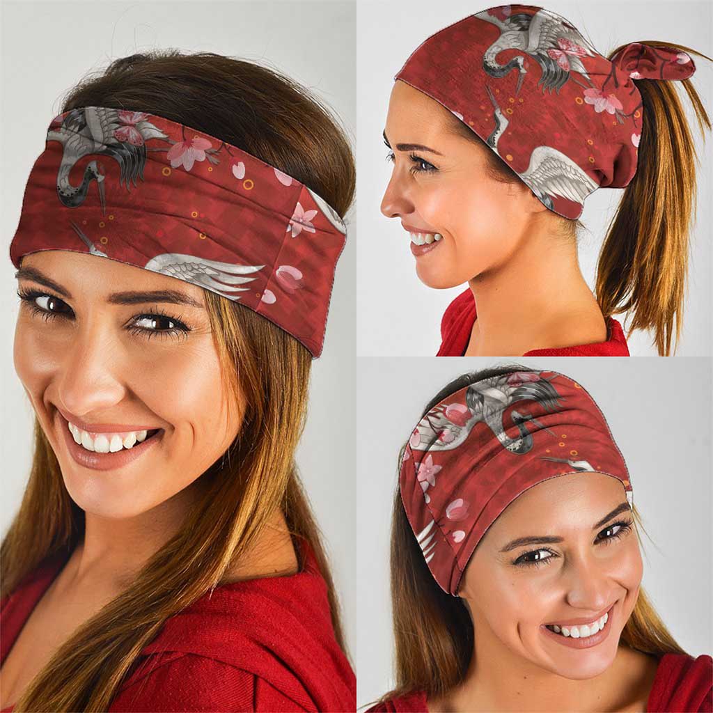 Hawaii Japan Cranes Sakura Flower Red Neck Gaiter Japan Heritage Spirit LT01 - Polynesian Pride