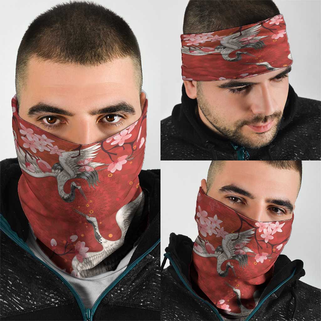 Hawaii Japan Cranes Sakura Flower Red Neck Gaiter Japan Heritage Spirit LT01 - Polynesian Pride