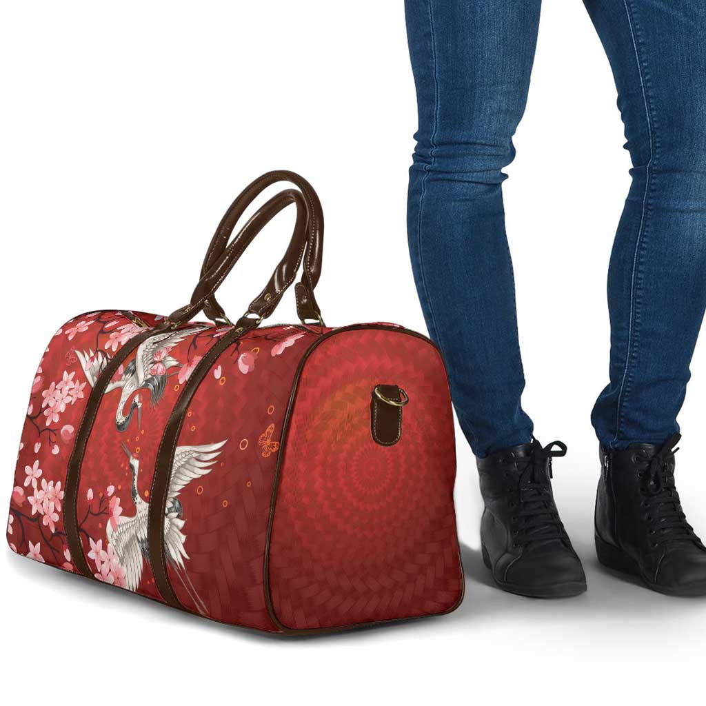 Hawaii Japan Cranes Sakura Flower Red Travel Bag Japan Heritage Spirit LT01 - Polynesian Pride