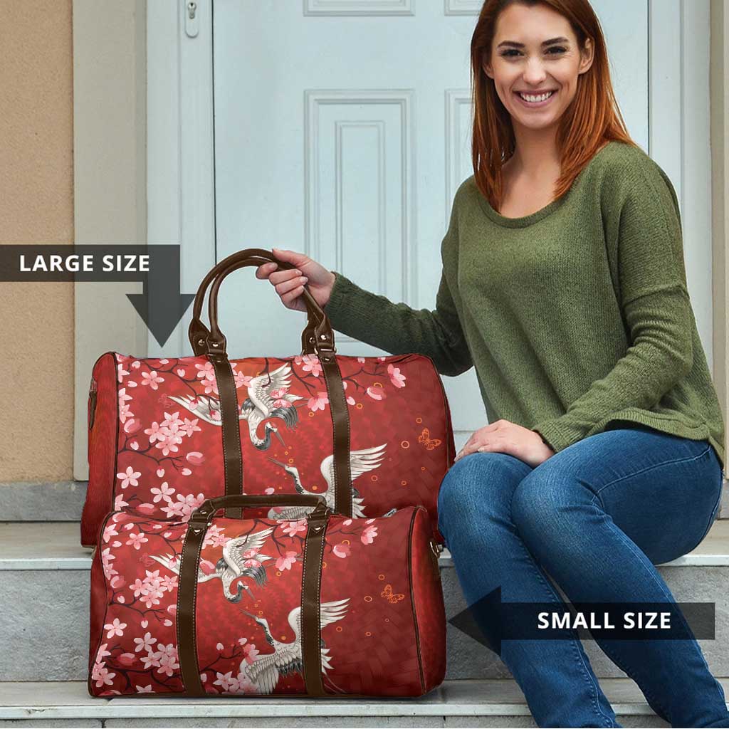 Hawaii Japan Cranes Sakura Flower Red Travel Bag Japan Heritage Spirit LT01 - Polynesian Pride