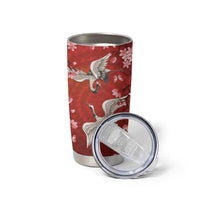 Hawaii Japan Cranes Sakura Flower Red Tumbler Cup Japan Heritage Spirit - Polynesian Pride