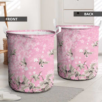Cranes Sakura Floral Pink Pastel Laundry Basket Hawaii Japan Culture LT01 - Polynesian Pride