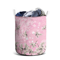 Cranes Sakura Floral Pink Pastel Laundry Basket Hawaii Japan Culture LT01 - Polynesian Pride