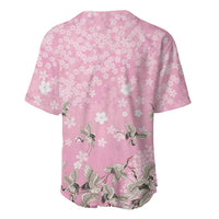 Cranes Sakura Floral Pink Pastel Baseball Jersey Hawaii Japan Culture - Polynesian Pride