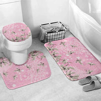 Cranes Sakura Floral Pink Pastel Bathroom Set Hawaii Japan Culture LT01 Mat Set Only (3 pcs) One Size Pink - Polynesian Pride