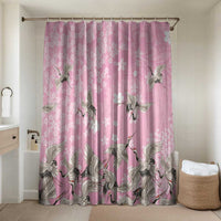 Cranes Sakura Floral Pink Pastel Bathroom Set Hawaii Japan Culture LT01 Shower Curtain Only Pink - Polynesian Pride
