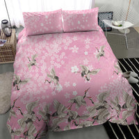 Cranes Sakura Floral Pink Pastel Bedding Set Hawaii Japan Culture LT01 - Polynesian Pride