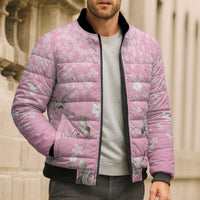 Cranes Sakura Floral Pink Pastel Bomber Puffer Jacket Hawaii Japan Culture LT01 - Polynesian Pride