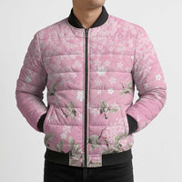 Cranes Sakura Floral Pink Pastel Bomber Puffer Jacket Hawaii Japan Culture LT01 - Polynesian Pride