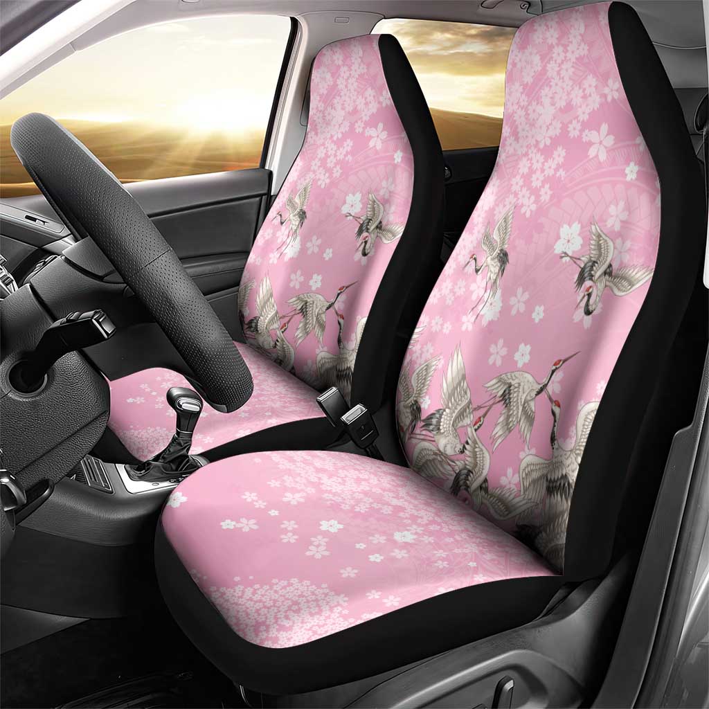 Cranes Sakura Floral Pink Pastel Car Seat Cover Hawaii Japan Culture LT01 - Polynesian Pride