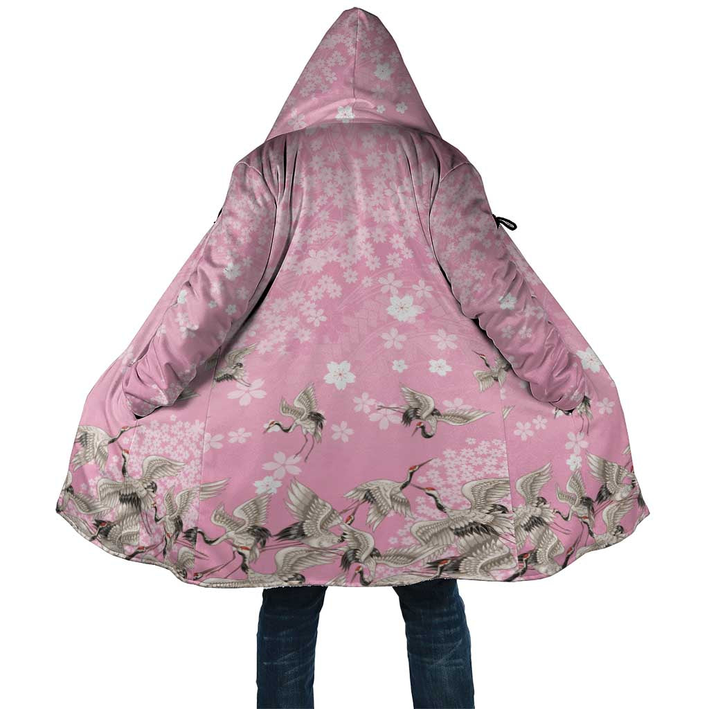 Cranes Sakura Floral Pink Pastel Cloak Hawaii Japan Culture LT01 Unisex Pink - Polynesian Pride