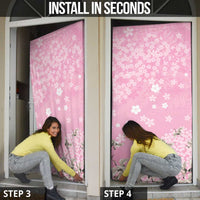 Cranes Sakura Floral Pink Pastel Door Cover Hawaii Japan Culture LT01 - Polynesian Pride