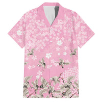 Cranes Sakura Floral Pink Pastel Family Matching Mermaid Dress and Hawaiian Shirt Hawaii Japan Culture - Polynesian Pride