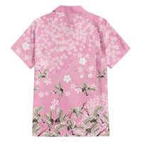 Cranes Sakura Floral Pink Pastel Family Matching Summer Maxi Dress and Hawaiian Shirt Hawaii Japan Culture - Polynesian Pride